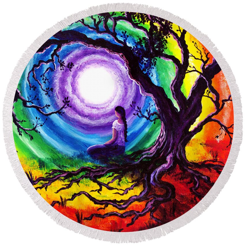 Gypsy Round Beach Towel featuring the painting Tree of Life Meditation by Laura Iverson