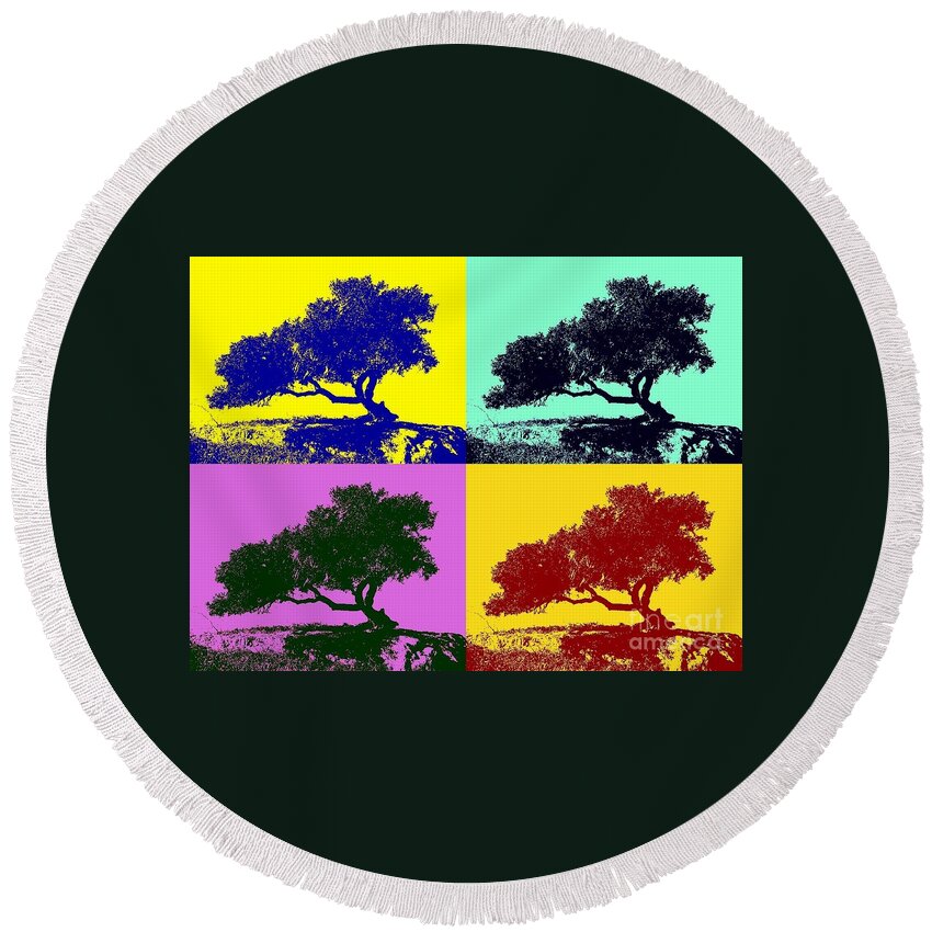 Tree Round Beach Towel featuring the photograph Tree of Life x 4 by Tap On Photo