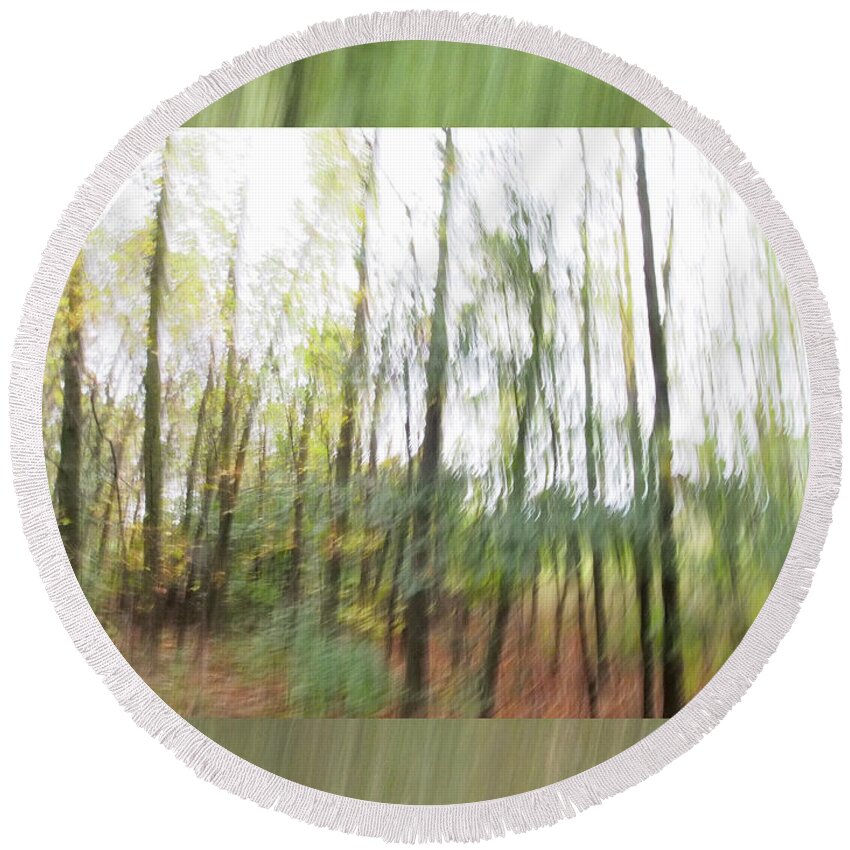 Leaf Round Beach Towel featuring the photograph Trees On The Move by Don Zawadiwsky
