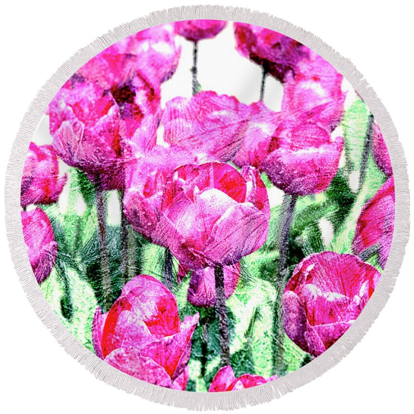 Tulips Round Beach Towel featuring the photograph Tulips design by Patricia Hofmeester