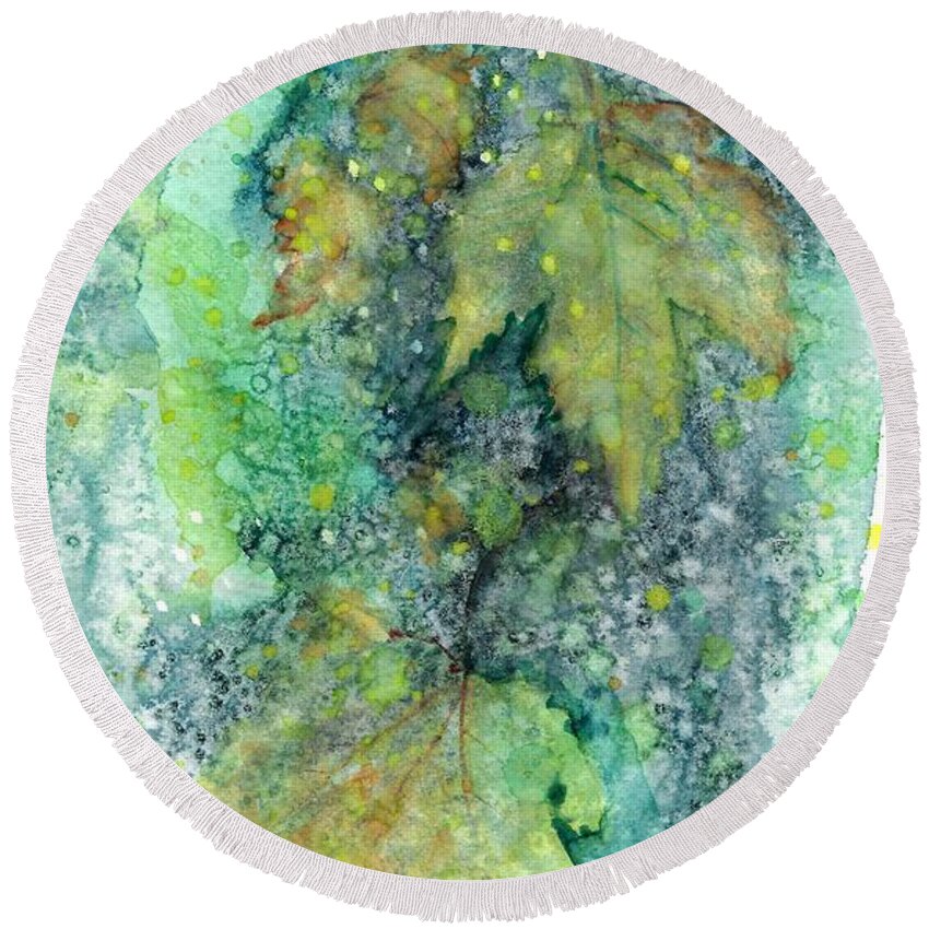 Maple Leaves Round Beach Towel featuring the painting Turning II by Ashley Kujan