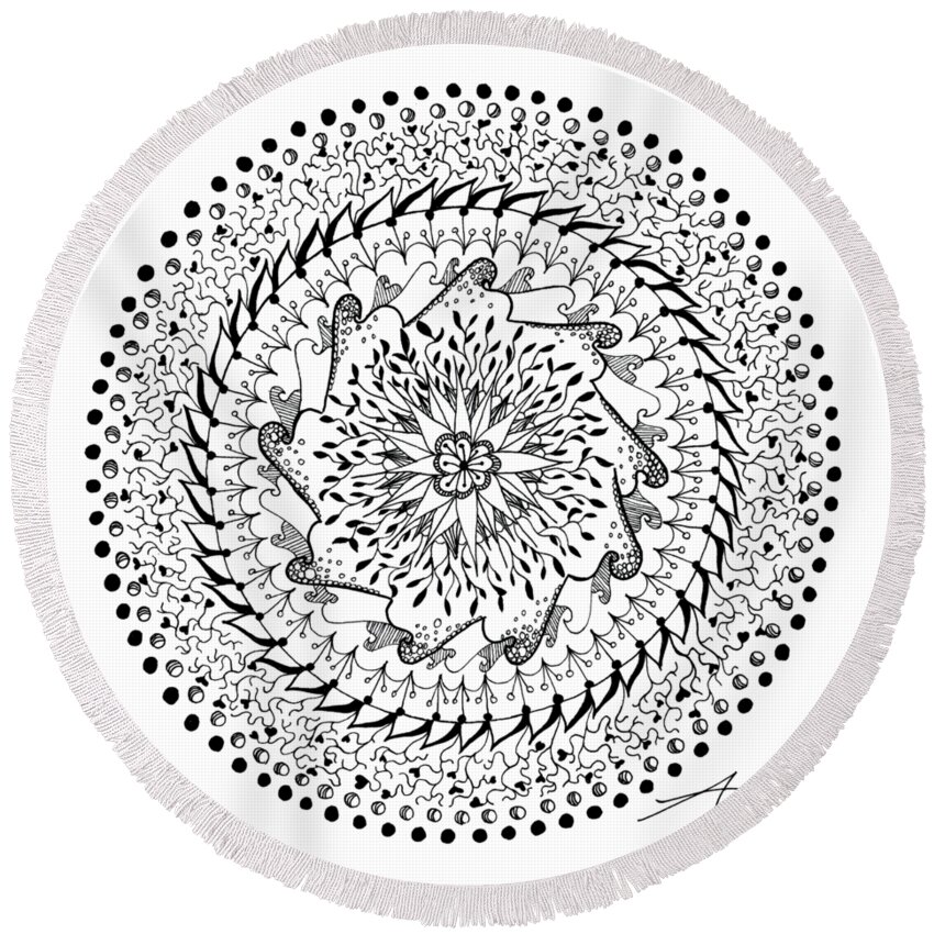Drawing Round Beach Towel featuring the drawing Turning Point by Ana V Ramirez
