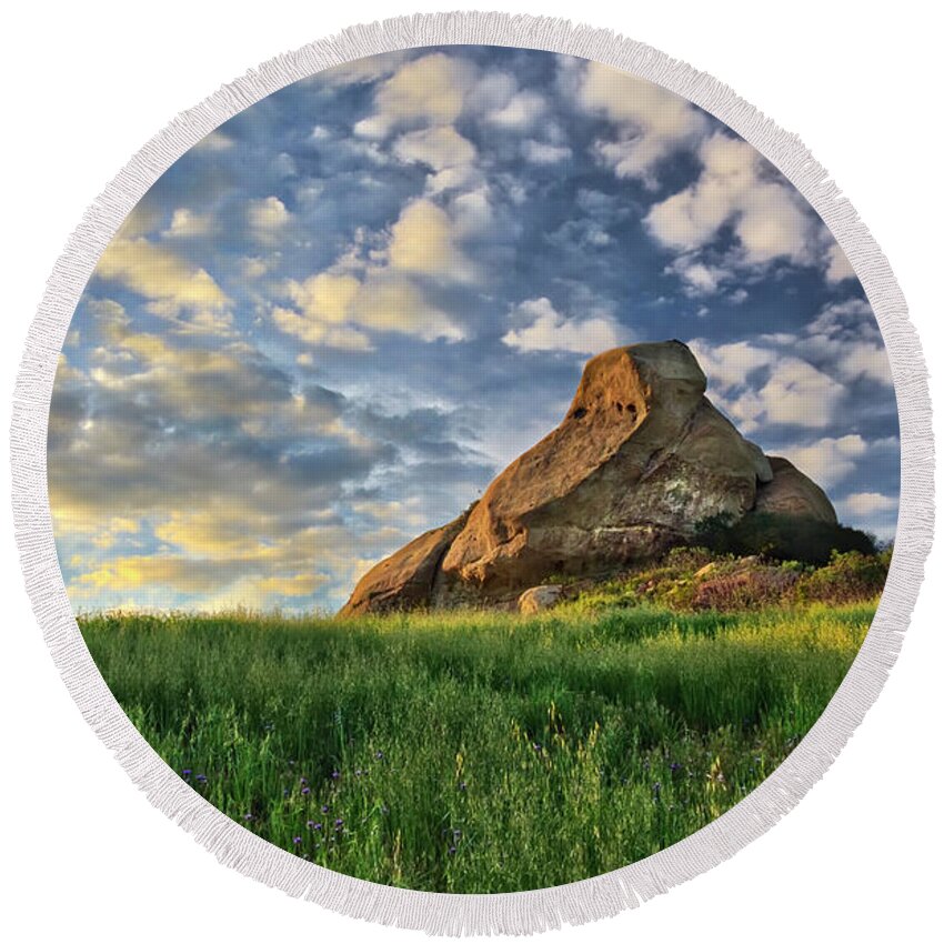 Turtle Rock Round Beach Towel featuring the photograph Turtle Rock At Sunset 2 by Endre Balogh