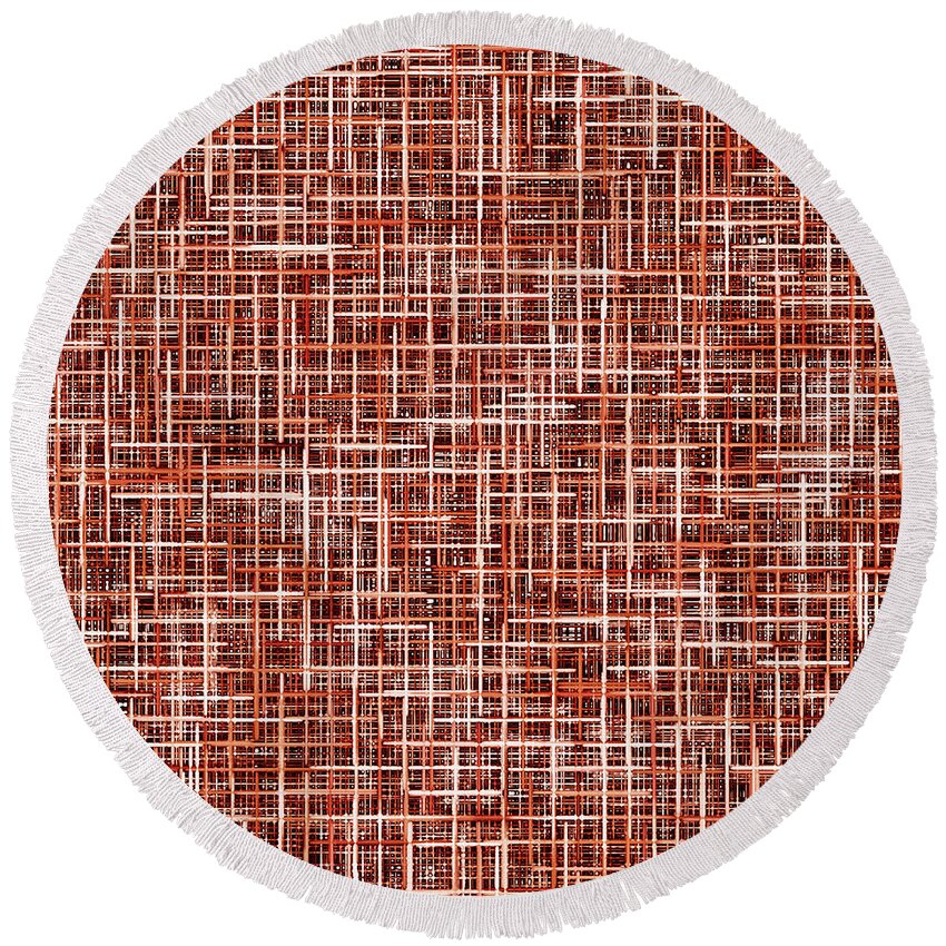 Abstract Round Beach Towel featuring the digital art Tweed Indeed by Leslie Montgomery
