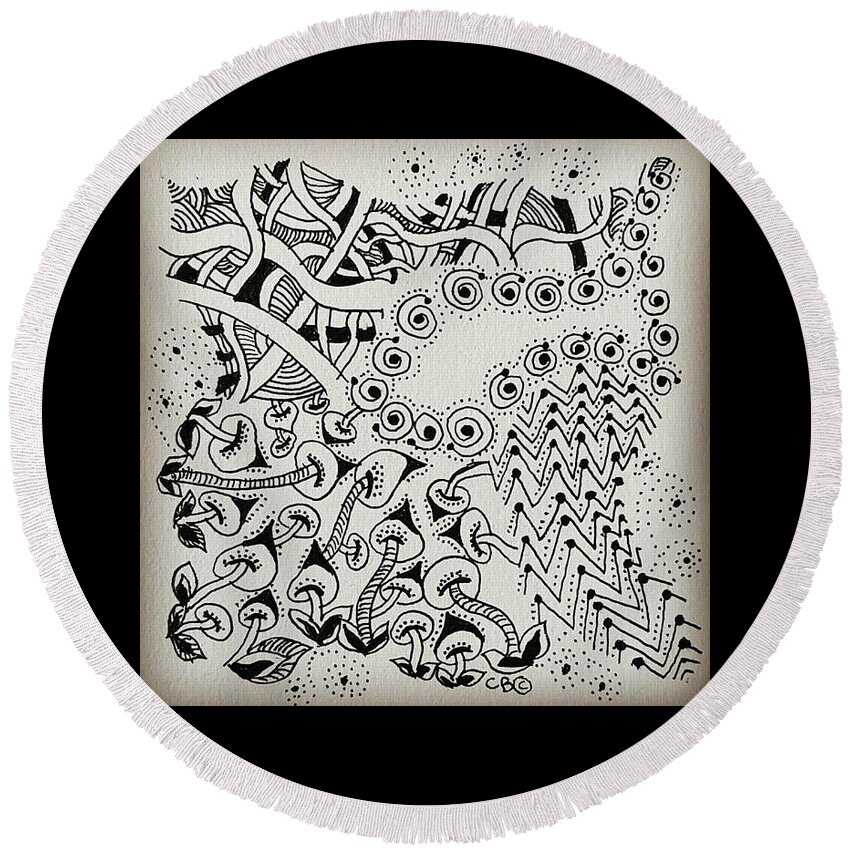 Zentangle Round Beach Towel featuring the drawing Twinkle by Carole Brecht