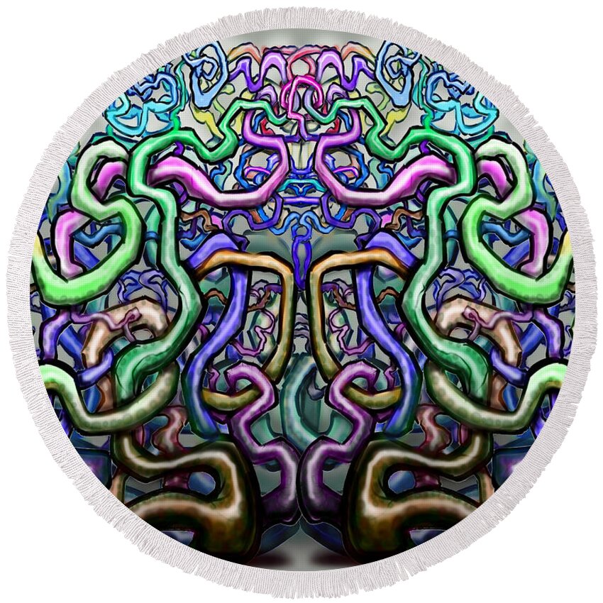 Vine Round Beach Towel featuring the digital art Twisted Vines We Call Life by Kevin Middleton