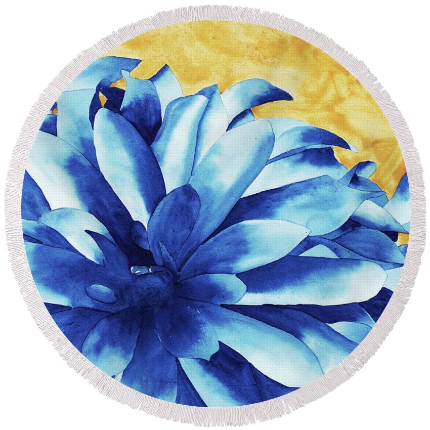 Watercolor Round Beach Towel featuring the painting Two Tone by Ken Powers