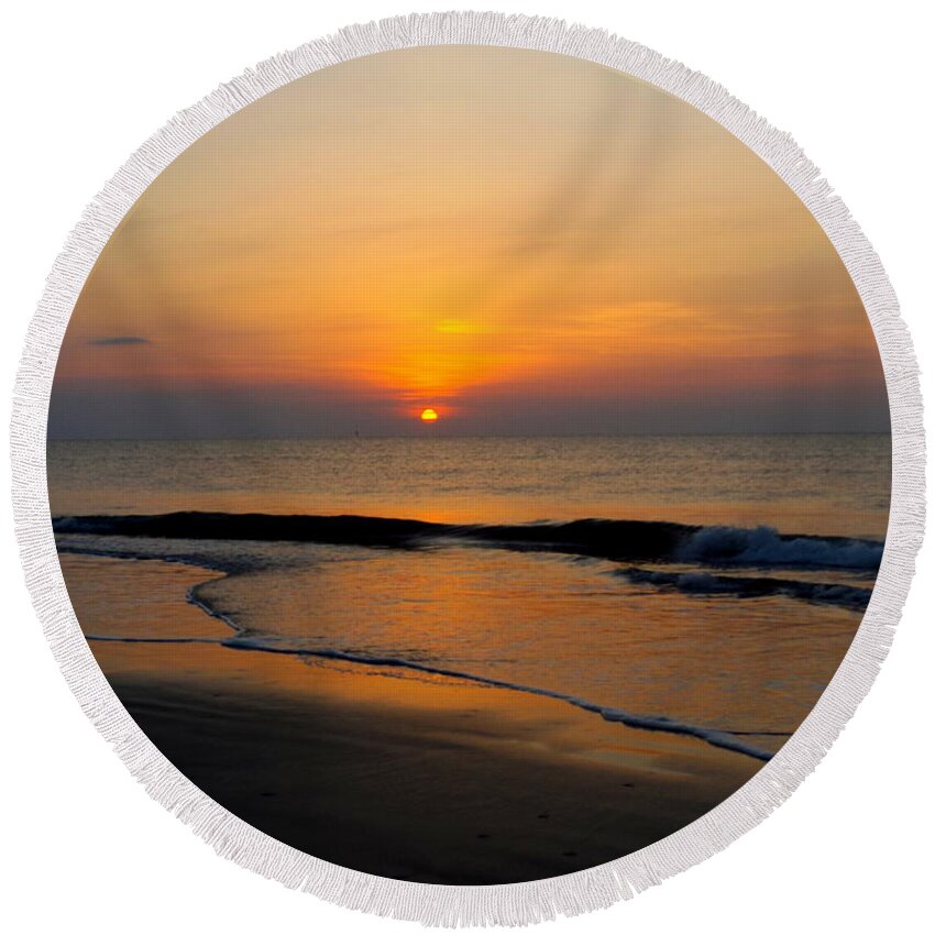 Savannah Round Beach Towel featuring the photograph Tybee Calm by Julie Pappas