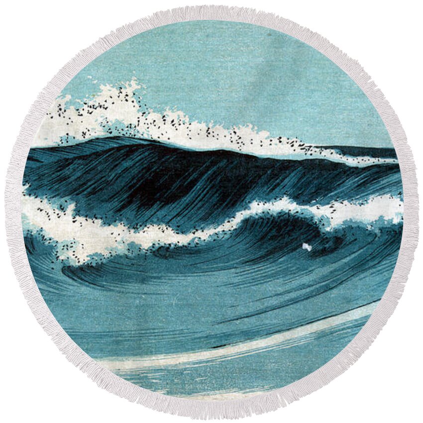 20th Century Round Beach Towel featuring the photograph Uehara: Ocean Waves by Granger