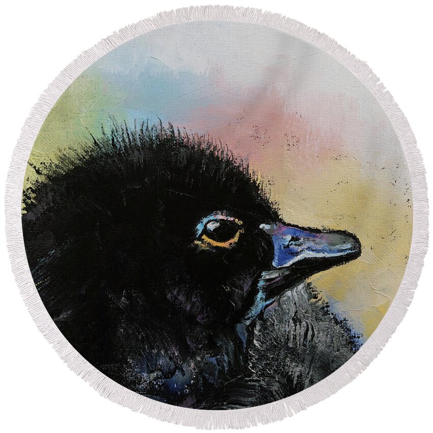 Baby Round Beach Towel featuring the painting Ugly Duckling by Michael Creese