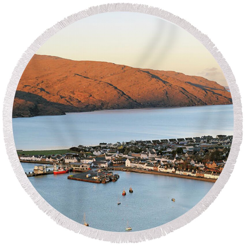 Ullapool Round Beach Towel featuring the photograph Ullapool morning light by Grant Glendinning
