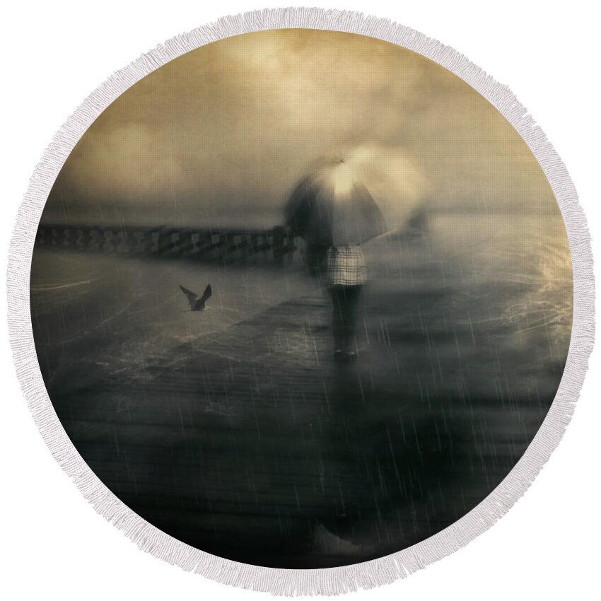  Round Beach Towel featuring the photograph Uncertainty by Cybele Moon