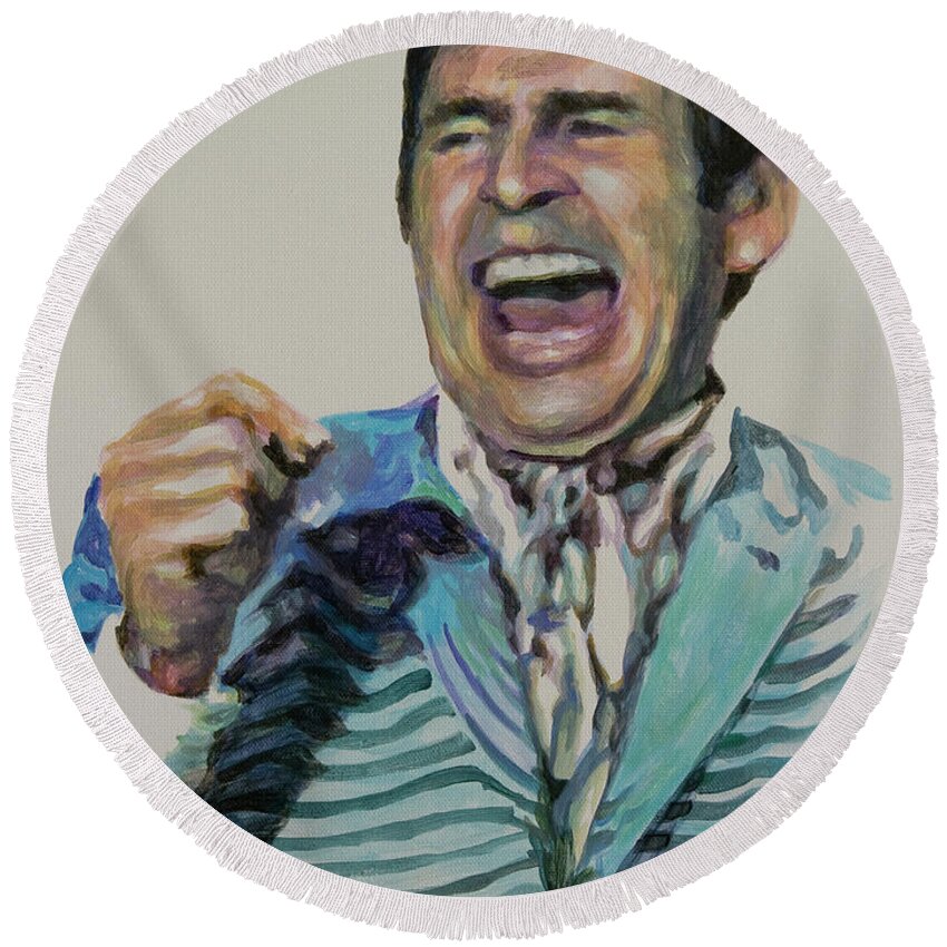 Bewitched Round Beach Towel featuring the painting Uncle Arthur by Tommy Midyette