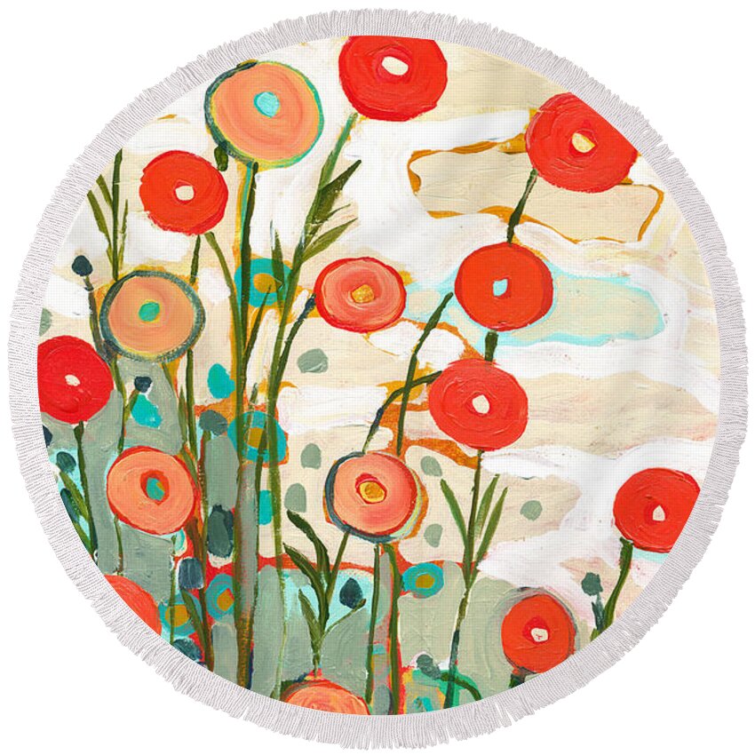 Poppy Round Beach Towel featuring the painting Under the Desert Sky by Jennifer Lommers