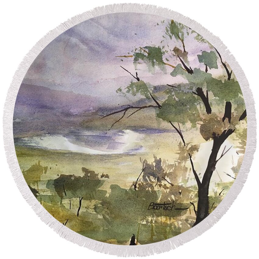 Sky Round Beach Towel featuring the painting Underpainting Scene by David Bartsch