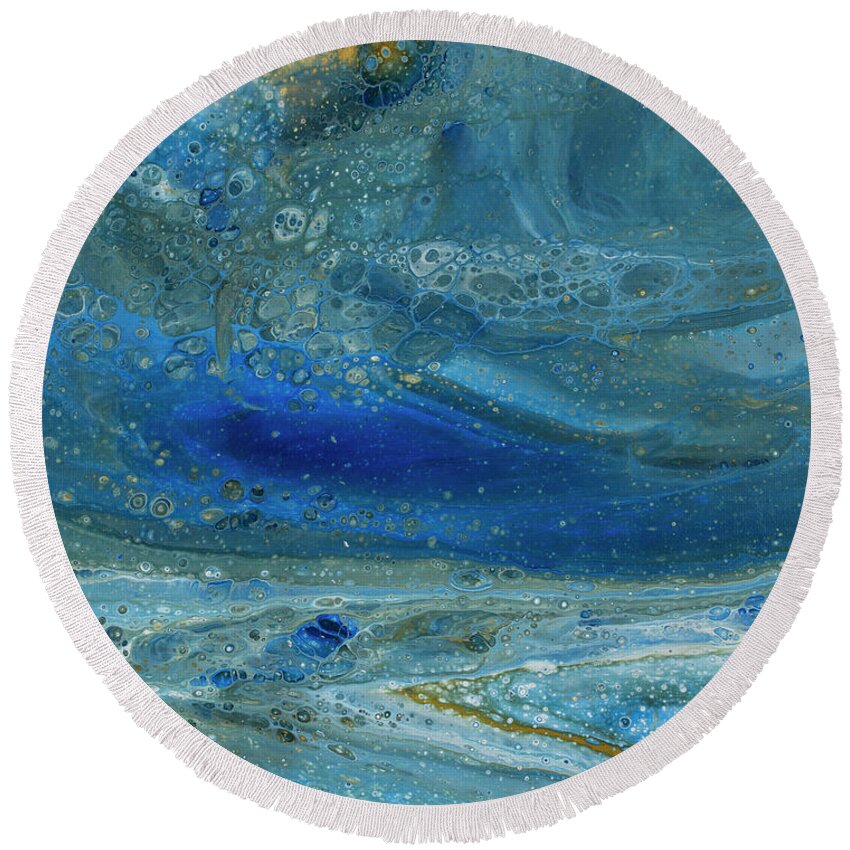 Abstract Round Beach Towel featuring the painting Underworld by Darice Machel McGuire