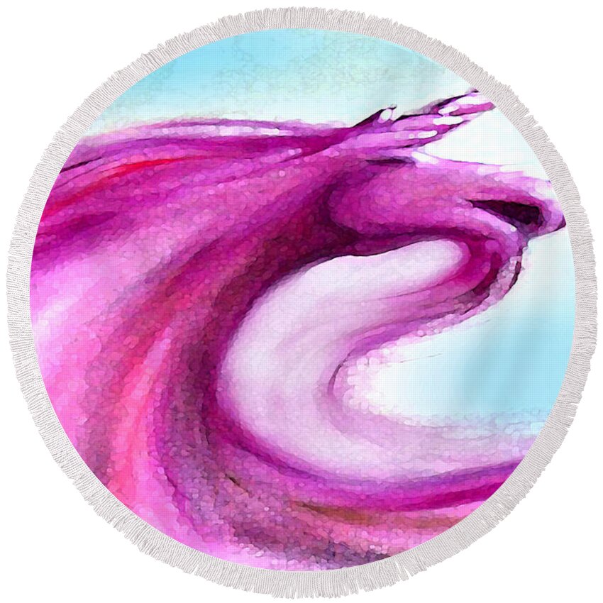 Unicorn Round Beach Towel featuring the painting Unicorn by Kevin Middleton