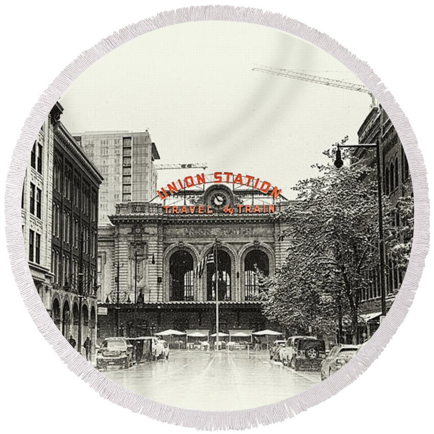 Union Station Round Beach Towel featuring the photograph Union Station by Susan Rissi Tregoning