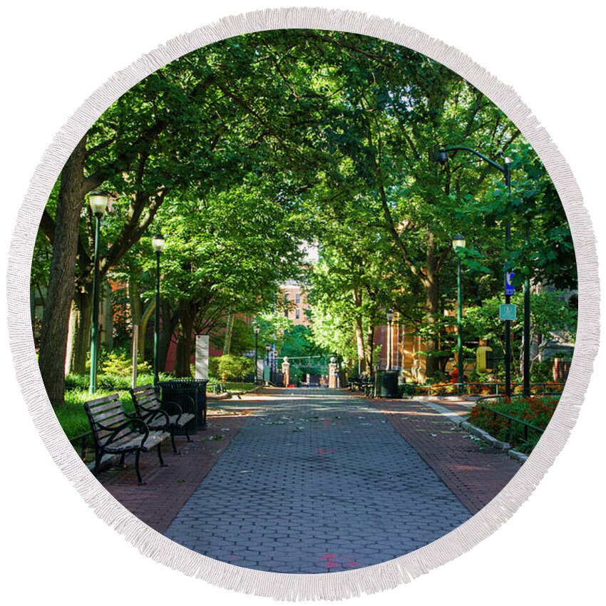 University Round Beach Towel featuring the photograph University of Pennsylvania Campus - Philadelphia by Bill Cannon