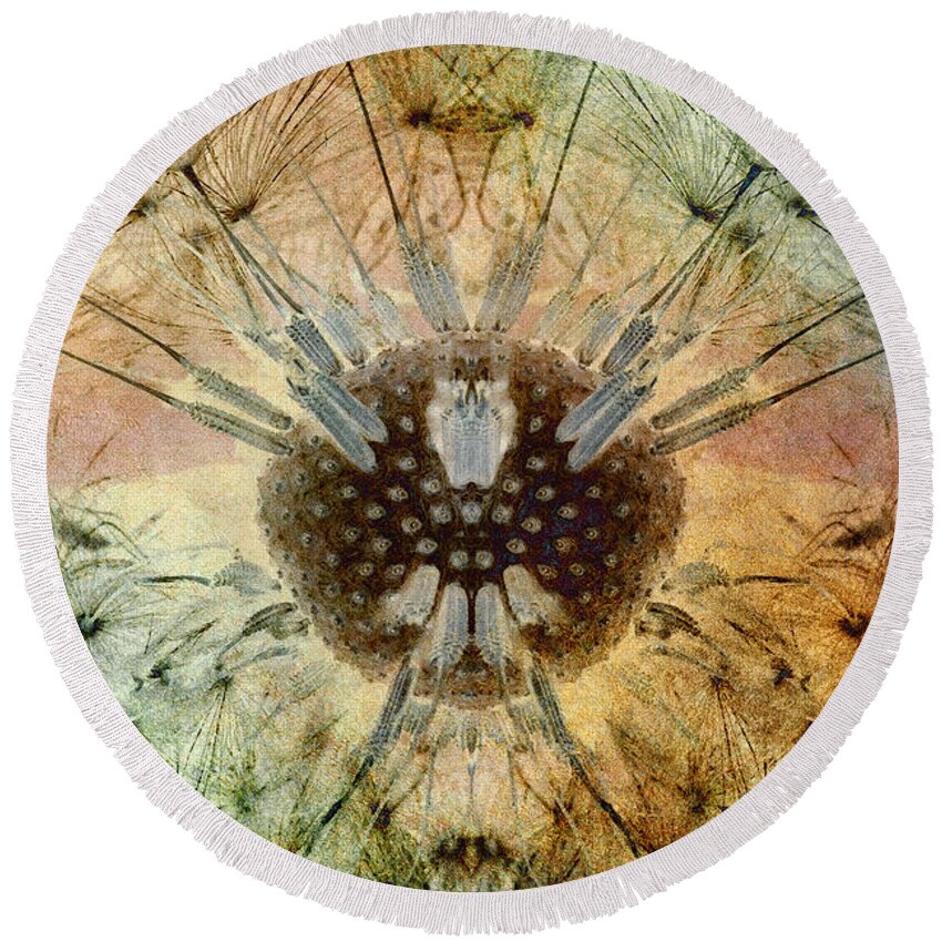 Dandelion Round Beach Towel featuring the photograph Unseeded 20 by WB Johnston