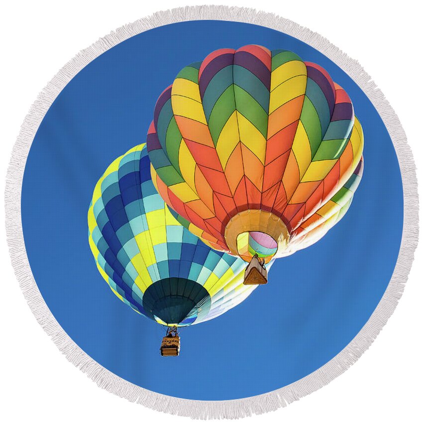 2018 Round Beach Towel featuring the photograph Up in a Hot Air Balloon by James Sage