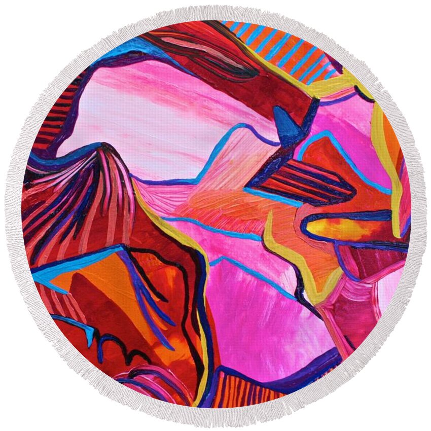  Round Beach Towel featuring the painting Up Through the Arch by Polly Castor