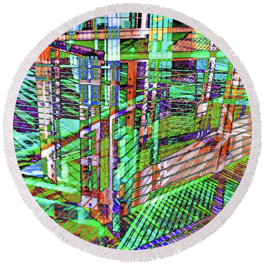 City Round Beach Towel featuring the photograph Urban Abstract 560 by Don Zawadiwsky