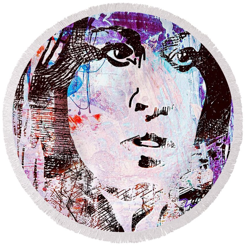urban Girl Round Beach Towel featuring the painting Urban Girl by Mark Taylor