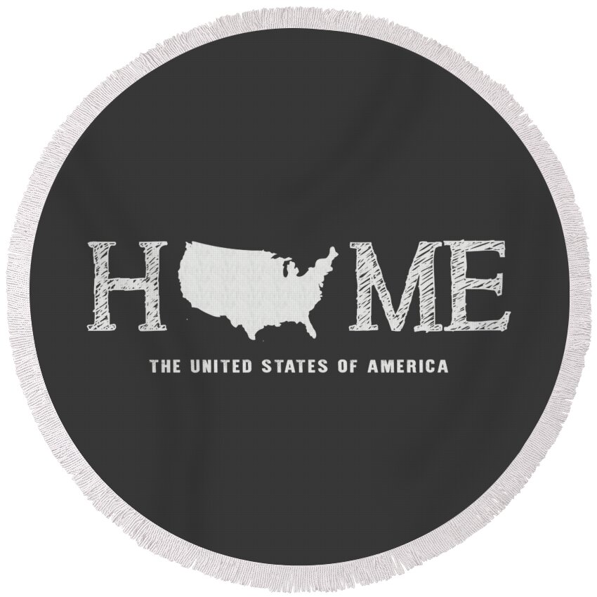 Usa Round Beach Towel featuring the mixed media USA Home by Nancy Ingersoll
