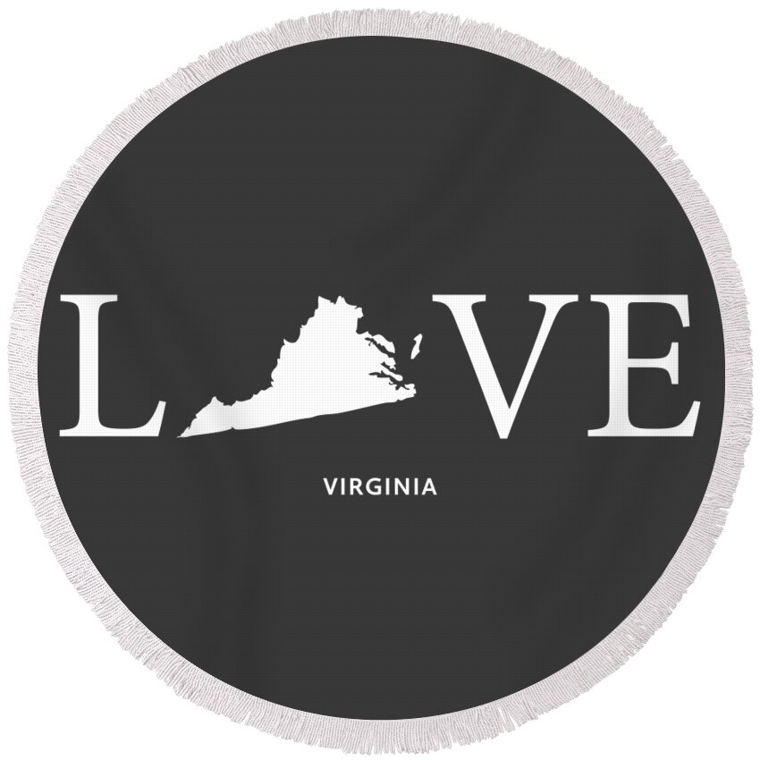 Virginia Round Beach Towel featuring the mixed media VA Love by Nancy Ingersoll