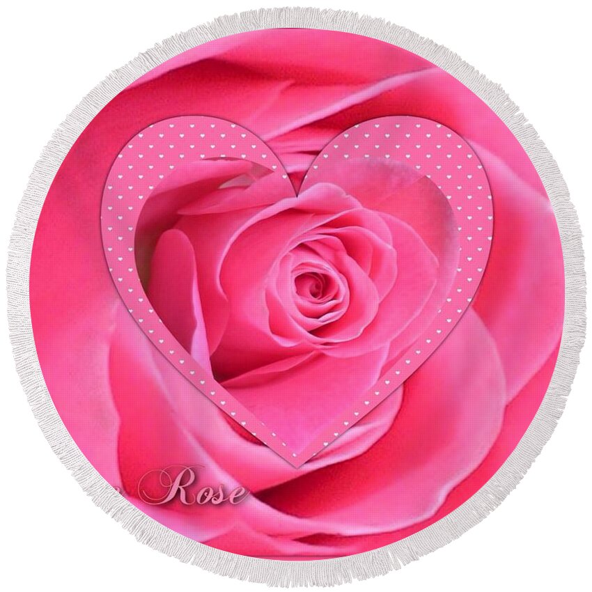 Roses Round Beach Towel featuring the photograph Valentine Rose by Joan-Violet Stretch