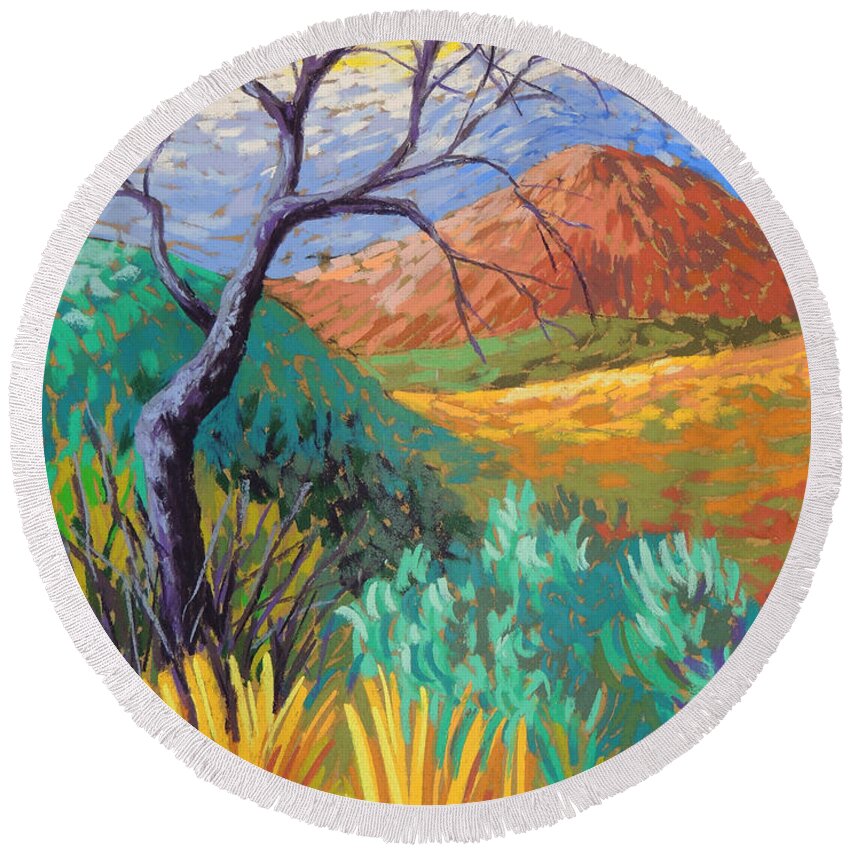 Van Gogh Round Beach Towel featuring the pastel Van Gogh in theFranklins by Candy Mayer