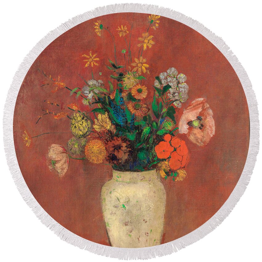 Bouquet Of Flowers In A Vase Round Beach Towel featuring the photograph van Gogh's Bouquet  by S Paul Sahm