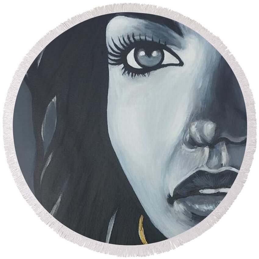 Acrylic On Canvas Face Beauty Round Beach Towel featuring the painting Vanity by Bryon Stewart