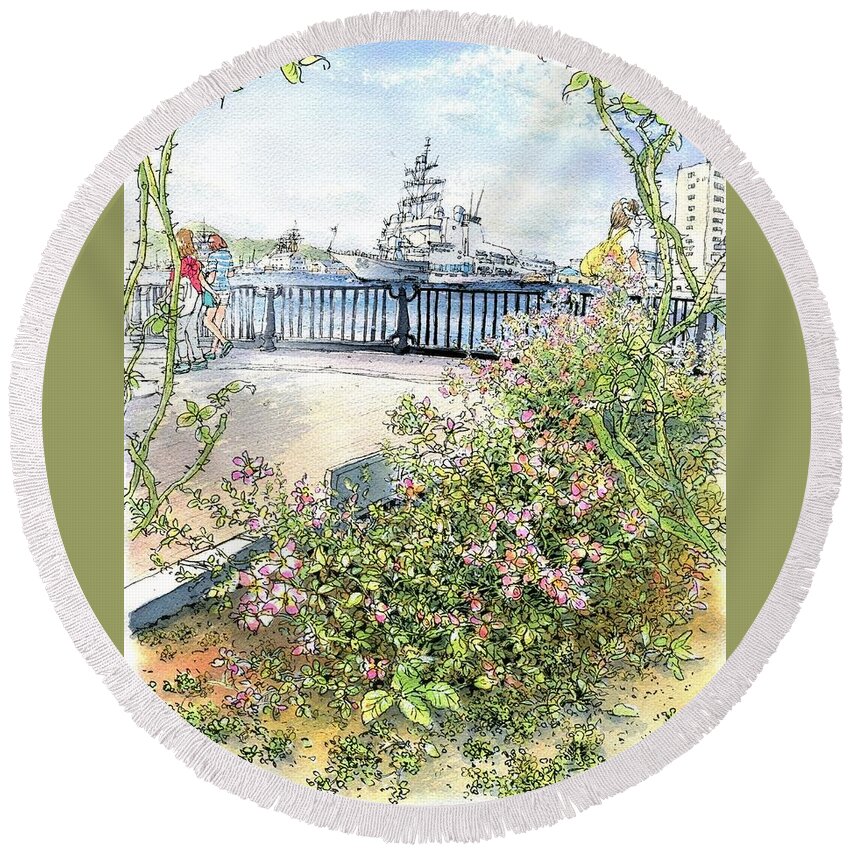  Round Beach Towel featuring the photograph Verny Park ,Yokosuka Japan. by Junko Nishimura