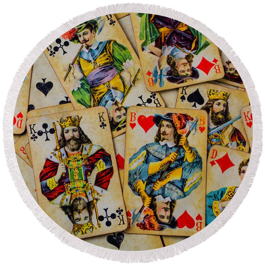 Very Old Playing Cards Round Beach Towel For Sale By Garry Gay