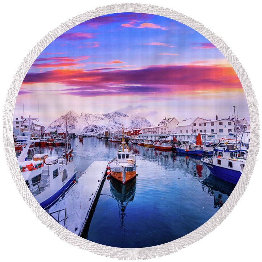 Norway Round Beach Towel featuring the photograph Vibrant Norway by Philippe Sainte-Laudy