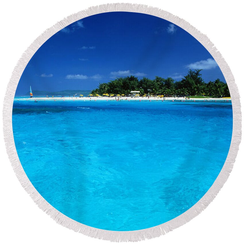 Afternoon Round Beach Towel featuring the photograph Vibrant Turquoise Waters by Greg Vaughn - Printscapes