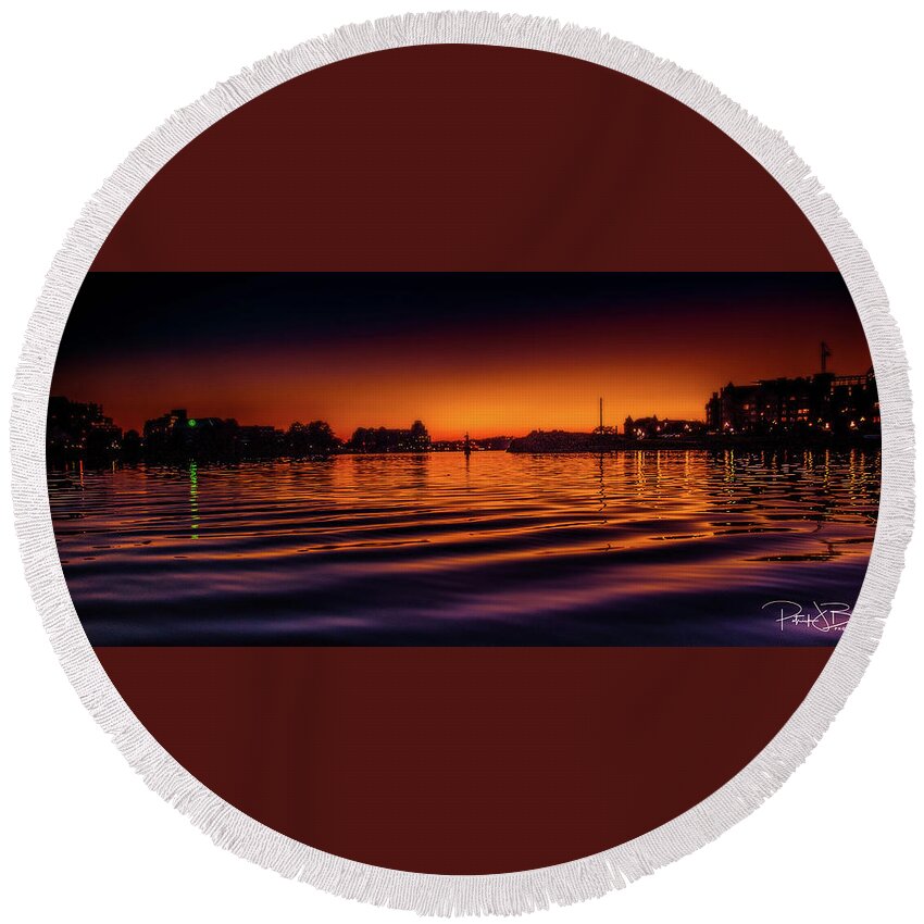 Victoria Round Beach Towel featuring the photograph Victoria at Night by Patrick Boening