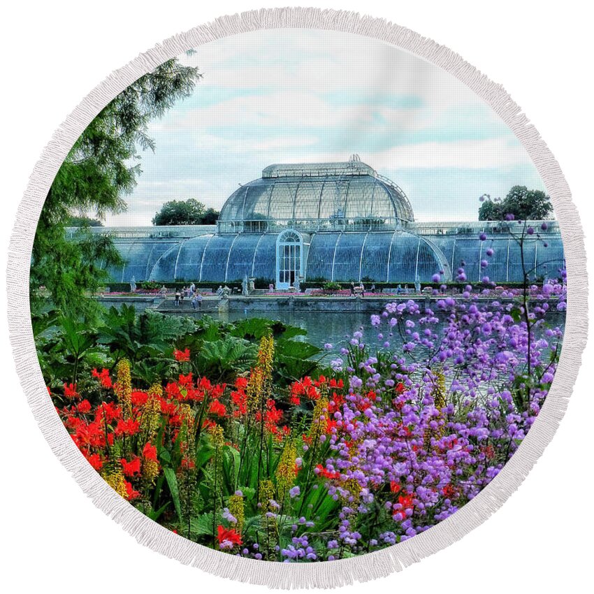 Connie Handscomb Round Beach Towel featuring the photograph Victorian Kew Gardens Today by Connie Handscomb
