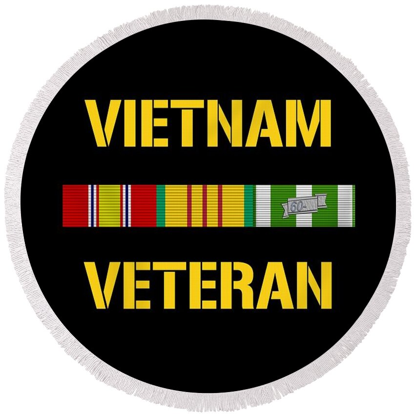 Vietnam Veteran Round Beach Towel featuring the digital art Vietnam Veteran Ribbon Bar by War Is Hell Store