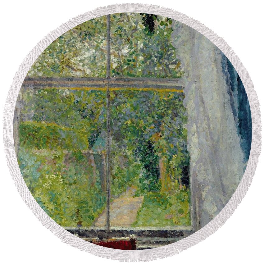 View Round Beach Towel featuring the painting View from a Window by Spencer Frederick Gore