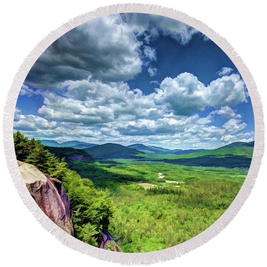 New England Round Beach Towel featuring the photograph View from Cathedral Ledge by David Thompsen
