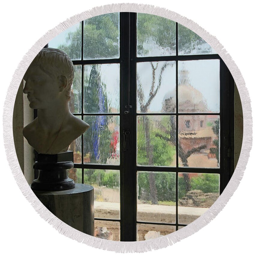 Rome Round Beach Towel featuring the photograph View from Palazzo Nuovo of Roman Ruins 2286 by Jack Schultz