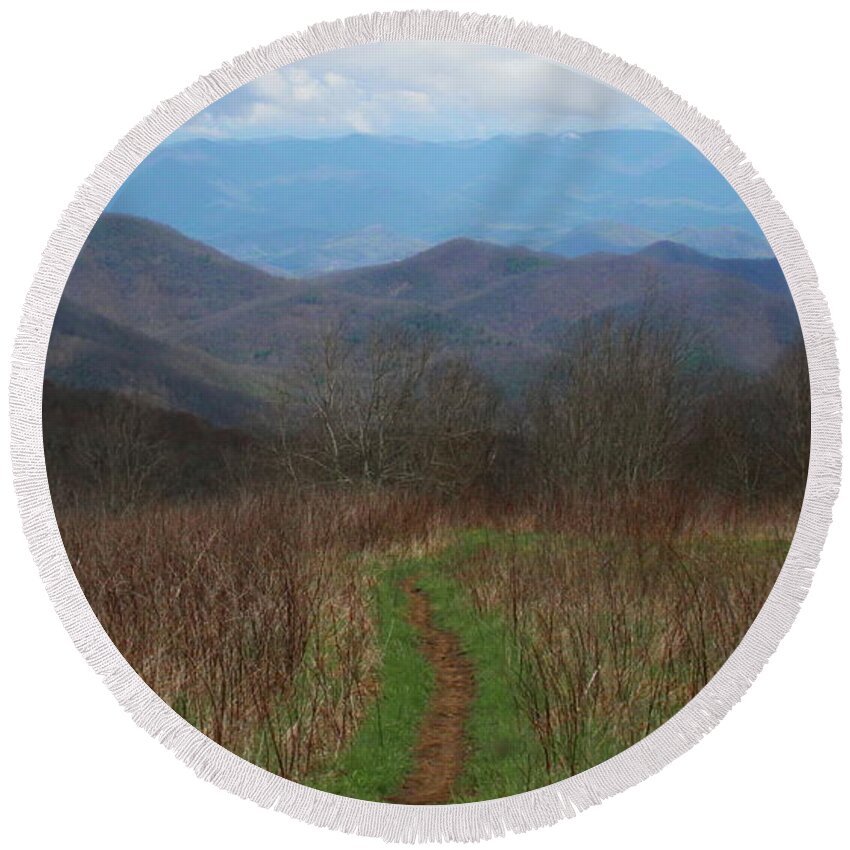 Nantahala National Forest Round Beach Towel featuring the photograph View from Silers Bald 2015a by Cathy Lindsey