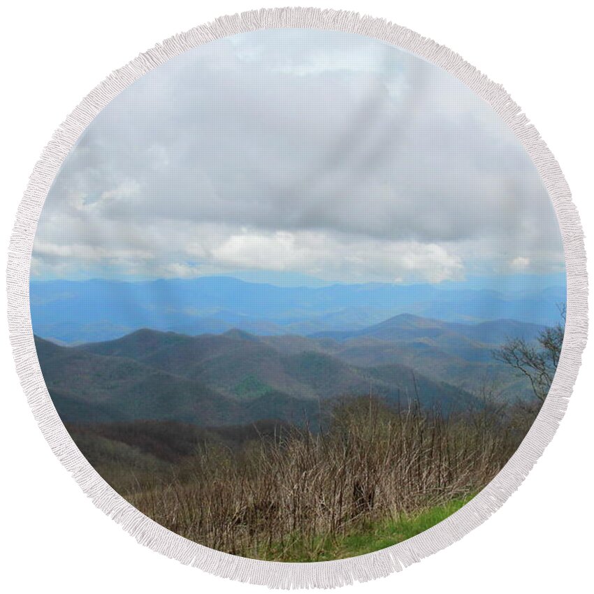 Nantahala National Forest Round Beach Towel featuring the photograph View From Silers Bald 2015d by Cathy Lindsey
