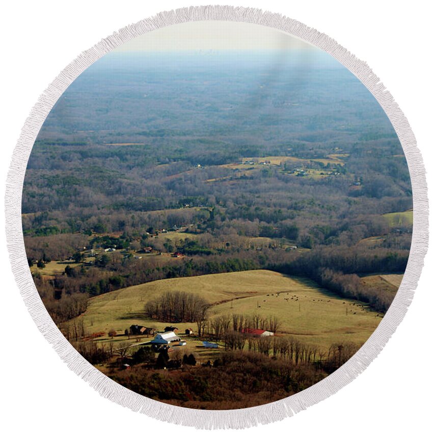 Morrow Mountain Round Beach Towel featuring the photograph View From The Top by Cynthia Guinn