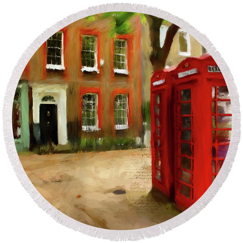 London Round Beach Towel featuring the digital art Village Green At Richmond by Nicky Jameson