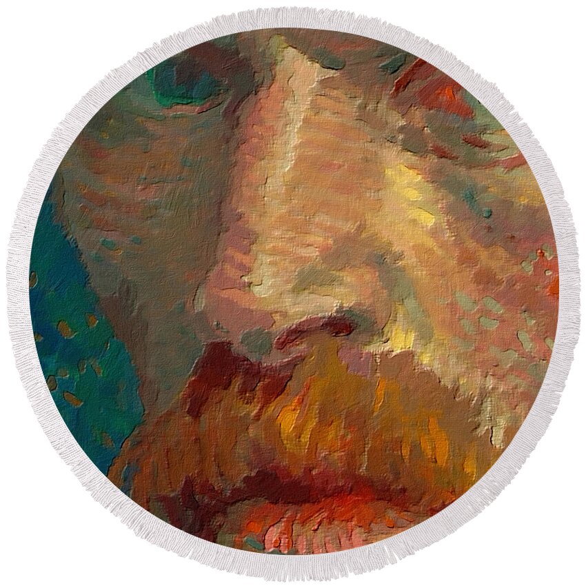 Vincent Van Gogh Round Beach Towel featuring the painting Vincent van Gogh Extreme Close Up of Self Portrait by Tony Rubino
