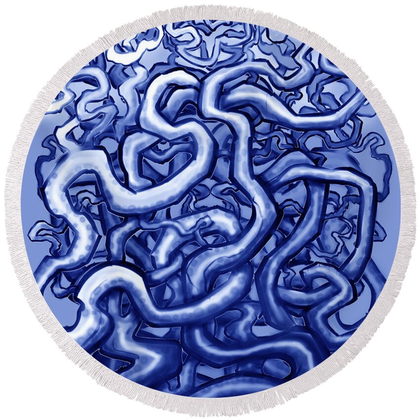 Vine Round Beach Towel featuring the digital art Vines of Blue by Kevin Middleton